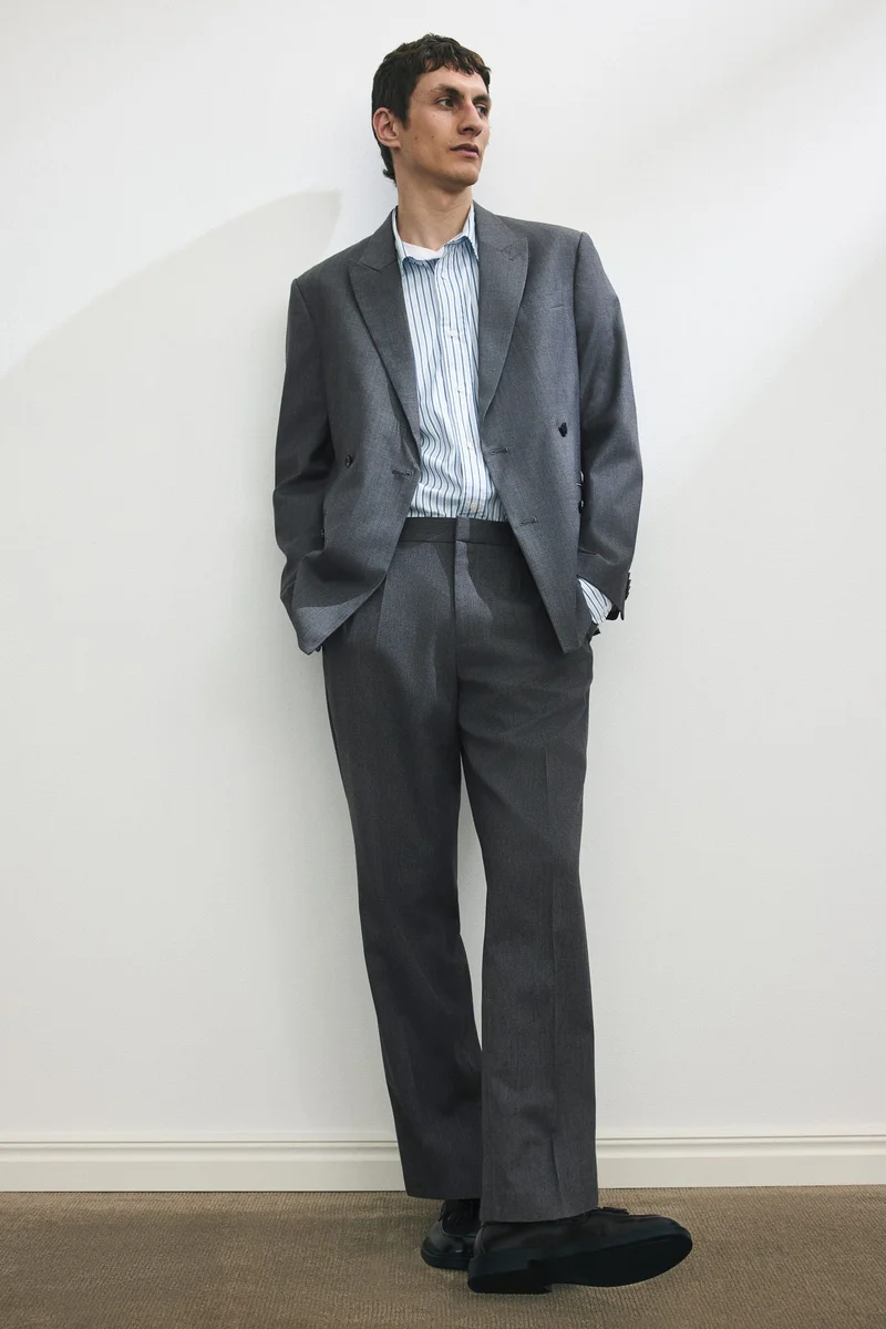 اتش اند ام جاكيت بصف أزرار مزدوج بقصة مريحة